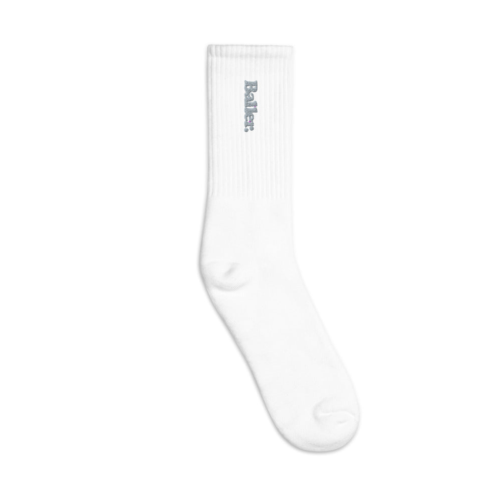 Baller Platinum Edition Signature White Socks - BALLER MERCH